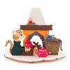 German DIY Candleholder KIT - Cats by a Fireplace - Unpainted – detail view of the wooden candleholder