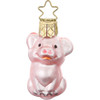 Little Pig Glass Ornament by Inge-Glas® Germany. Mouth-blown, sterling silvered, and hand-painted piglet ornament. Gift boxed and made in Germany.