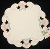 German Spring Pink Flowers Linen Table Topper