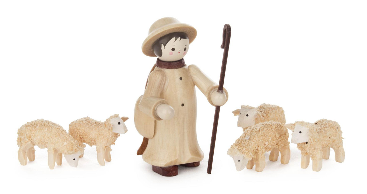 Wooden German Shepherd Sheep Handmade Figurines | ChristKindl-Markt