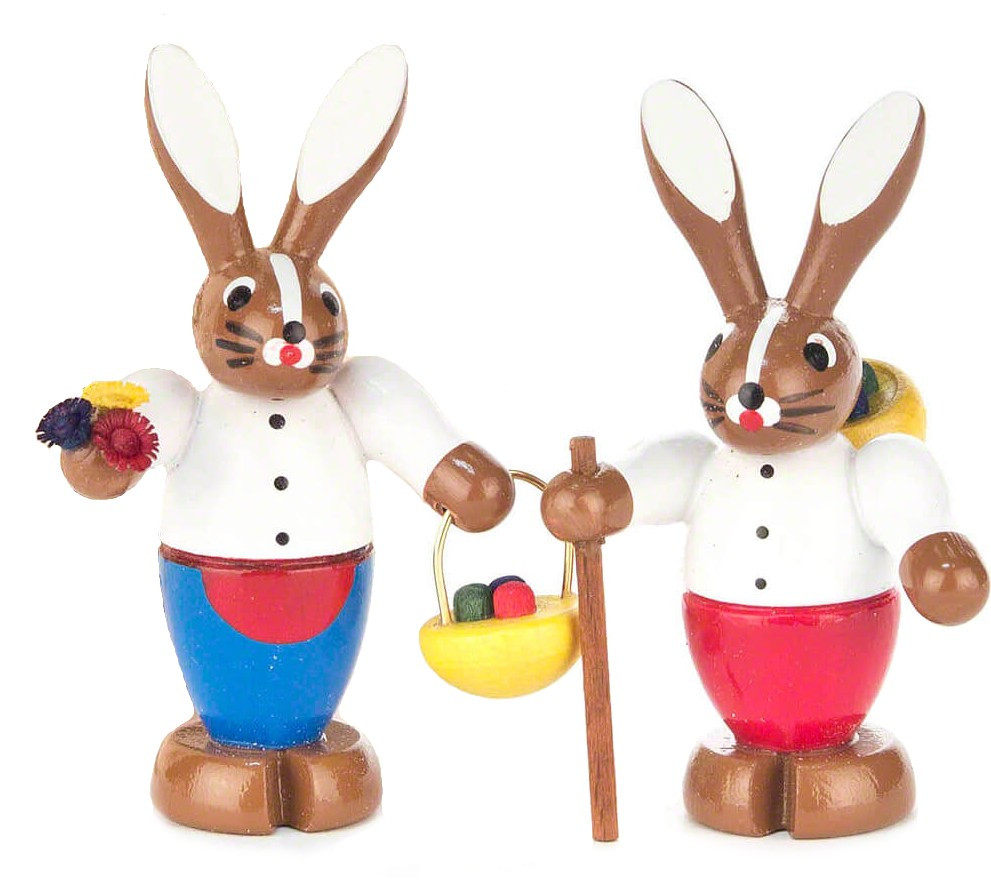 Pair Colorful German Rabbits - ChristKindl-Markt