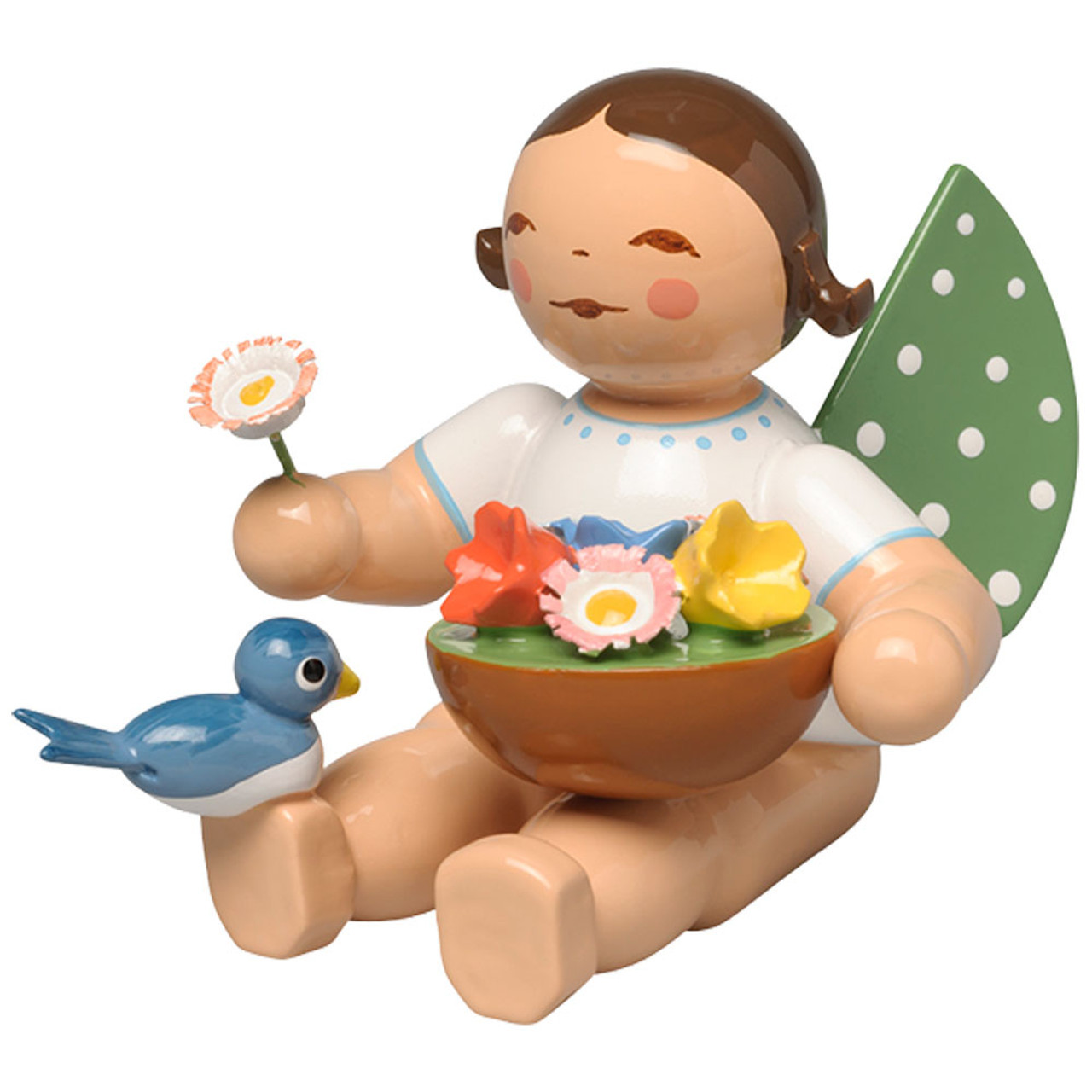 WENDT KÜHN – Blonde Angel Flowers Bird Figurine | ChristKindl-Markt