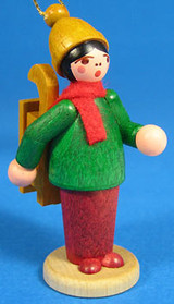 Holiday Sports Children German Ornament Carrying Sled – alternate view of the Christmas ornament