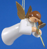 German Ornament Angel White Gown Trombone – alternate view of the Christmas ornament