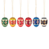 Six Colorful Eggs Gold Stripes German Ornaments Set – alternate view of the Christmas ornament