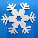 Six Snowflakes Glittering White German Ornaments – alternate view of the Christmas ornament
