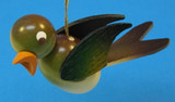 Wooden Green Bird Ornament German – alternate view of the Christmas ornament