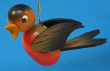 Wooden Red Bird Ornament German – alternate view of the Christmas ornament