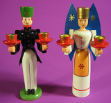 Miner Angel Candleholders Blue – alternate view of the wooden candleholder