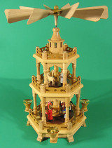 Christmas German Pyramid Colorful Figures 3 Level – alternate view of the Christmas pyramid