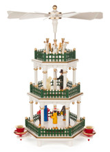 Christmas German Pyramid White Color Carousel 3 Level