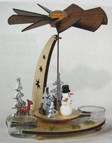 Snowman Winter Scene Tealight Pyramid | 7.5 Inches Tall – alternate view of the Christmas pyramid