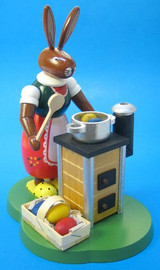 Mother Bunny Rabbit at Her Stove Incense Smoker | 8 Inches Tall – alternate view of the German Christmas smoker