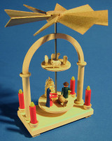 Miniature 2 Level - Nativity Sheep German Pyramid | Warm Air Pyramid – alternate view of the Christmas pyramid