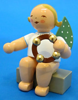 WENDT & KÜHN Blonde Angel Tambourine Figurine Sitting – alternate view of the Christmas ornament