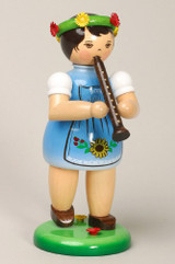 Blue Girl Playing Recorder German Figurine – Christmas ornament by Zeidler Holzkunst GmbH