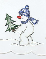 German Table Topper Snowman Square Table Doily – alternate view of the German handcrafted gift