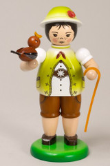 Boy With Bird Yellow German Figurine – Christmas ornament by Zeidler Holzkunst GmbH