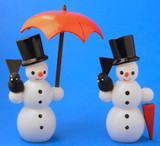 Wooden German Snowmen Set Two with Umbrella Figurines – Christmas ornament