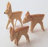 Wooden Deer German Hand Carved Figurine Set Three 45mm