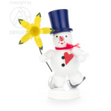 Wooden German Skating Snowman Figurine Flower 80mm – alternate view of the Christmas ornament