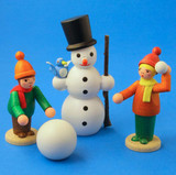 Kids Snowman German Handmade Figurine Set 7cm – alternate view of the Christmas ornament
