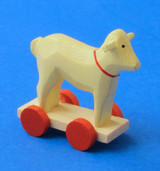 Wooden German Figurine Sheep on Wheels – alternate view of the Christmas ornament