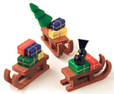 Wooden Sleds German Figurine Set of 3 – alternate view of the wooden figurine