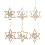 Six Stars Wooden German Ornaments – Christmas ornament by Kuhnert