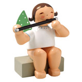 WENDT & KÜHN Brunette Angel Sitting Flute Figurine – Christmas ornament