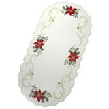 Christmas Poinsettia German Oval Table Topper Runner – alternate view of the German handcrafted gift