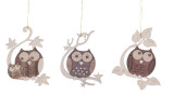 Cut Out Perched Owls Wooden German Ornaments - Set of 3 – Christmas ornament by Kuhnert