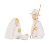 White Nativity Wooden Figurine - Painted German Figures - Set of 3 – Christmas ornament by Hartmut Hennig