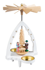 Small White Nativity Scalloped Arch Tealight Pyramid – Christmas pyramid by Richard Glaesser
