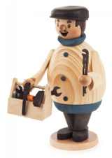 Handyman with Toolbox Incense Smoker | 6 Inches Tall – German Christmas smoker by Kuhnert