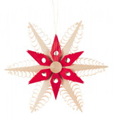 Intricate Red Natural Wooden Star Ornament – Christmas ornament by Udo Rudolph