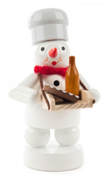 Snowman Wooden Figurine with Wine and Torte – Christmas ornament by Ralf Zenker