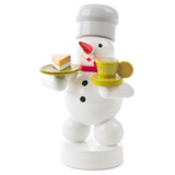 Snowman Baker Wooden Figurine with Coffee and Cake – Christmas ornament by Ralf Zenker