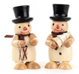 Natural Snowmen Pair Wooden Lantern Tree German Figurines – Christmas ornament by Rudolf Gröschl