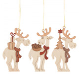 Set 3 Wooden German Christmas Reindeer Ornaments – Christmas ornament by Kuhnert