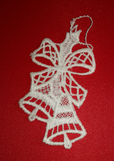 German Lace Christmas Two Bells Ornament – Christmas ornament by Funke Stickerei GmbH