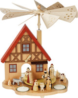Nativity German House Tealight Carousel Pyramid | 11.5 Inches Tall – Christmas pyramid by Richard Glaesser