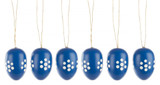Six Blue White Springtime Wooden Eggs German Ornaments – Christmas ornament by Tobias Heidenreich