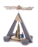 Modern Gray Nativity German Tea Light Pyramid – alternate view of the Christmas pyramid