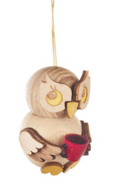Owl With Coffee Cup Wooden German Ornament – Christmas ornament by Kuhnert