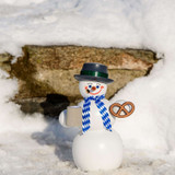 Happy Bavarian Snowman with Beer German Smoker Figurine 5.5 Inches - 12213