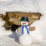 Happy Bavarian Snowman with Beer German Smoker | 5.5 Inches Tall – alternate view of the German Christmas smoker