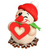 Miniature Snowman with Heart German Smoker Incense Figurine – German Christmas smoker by Seiffener Volkskunst eG