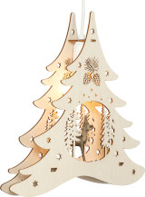 Carved Deer Scene - German Tree Lamp – alternate view of the Christmas light arch