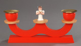 Table candlestick, red - standing angel with hymn book – alternate view of the wooden candleholder